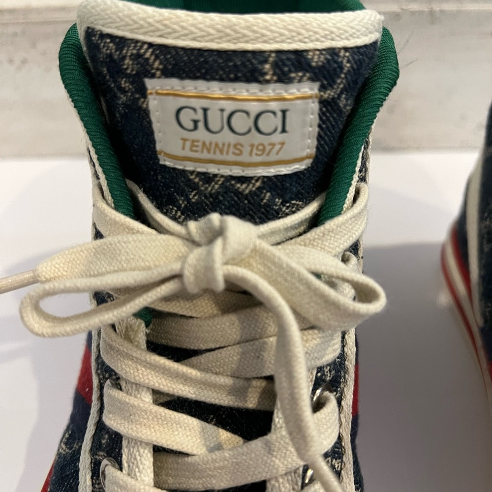 Gucci 1977 Denim High-Tops - Blue, Red, and Green - Picture 7 of 11
